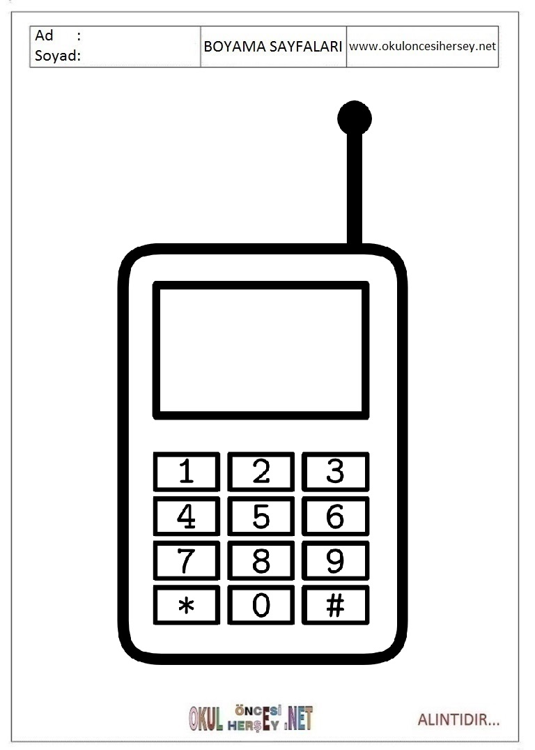 Çocuklar İçin Cep-Telefonu Boyama Sayfaları 
